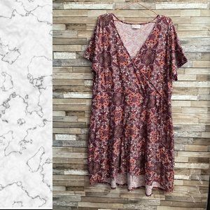 Bobbie Brooks Paisley Print Mock Wrap Dress Size 3X